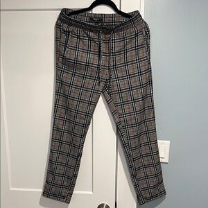 Forever 21 Plaid Jogger Pants in Brown, Black, Cream